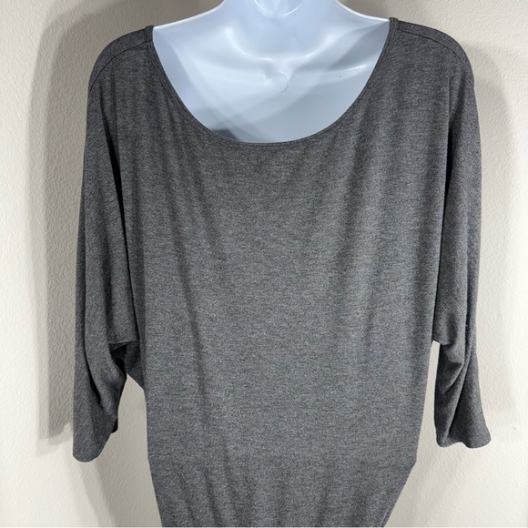 Beyond Yoga Anthropology Gray Tulip Hem Jersey Knit Ruched Dress Size Small - Picture 6 of 9